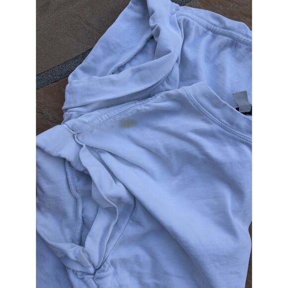 AllSaints Crop T Shirt Top Womens Medium White Mira Cuffed Ruched Drawstring - Picture 5 of 5